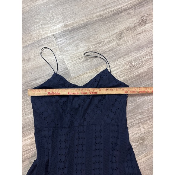 J. Crew Tiered Spaghetti-strap Midi Dress Size 16 Navy Blue Eyelet - Picture 6 of 10